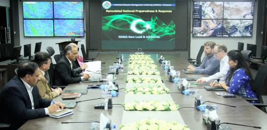 21-3-2023, Islamabad: Chairman NDMA Lt General Inam Haider Malik in a meeting with Dr. Fardinand Head of Div, Humanitarian Assistance German Federal Foreign Office WHH